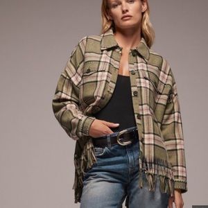 BNWT ZARA FRINGE PLAID SHACKET
